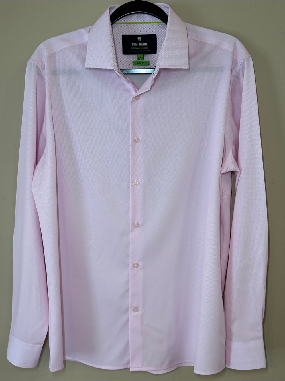 Tom Baine Men's Light Pink Dress Shirt - Slim Fit Spread Collar